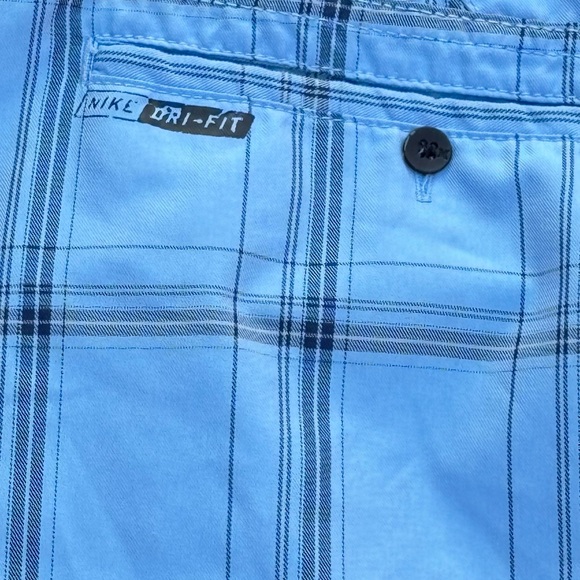 Hurley Nike Dri-Fit 38 Flat Front Chino Blue Plaid Shorts - Picture 10 of 11